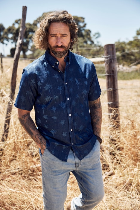 Hemd, Halbarm, floraler Print, Buttondown-Kragen, Modern Fit
