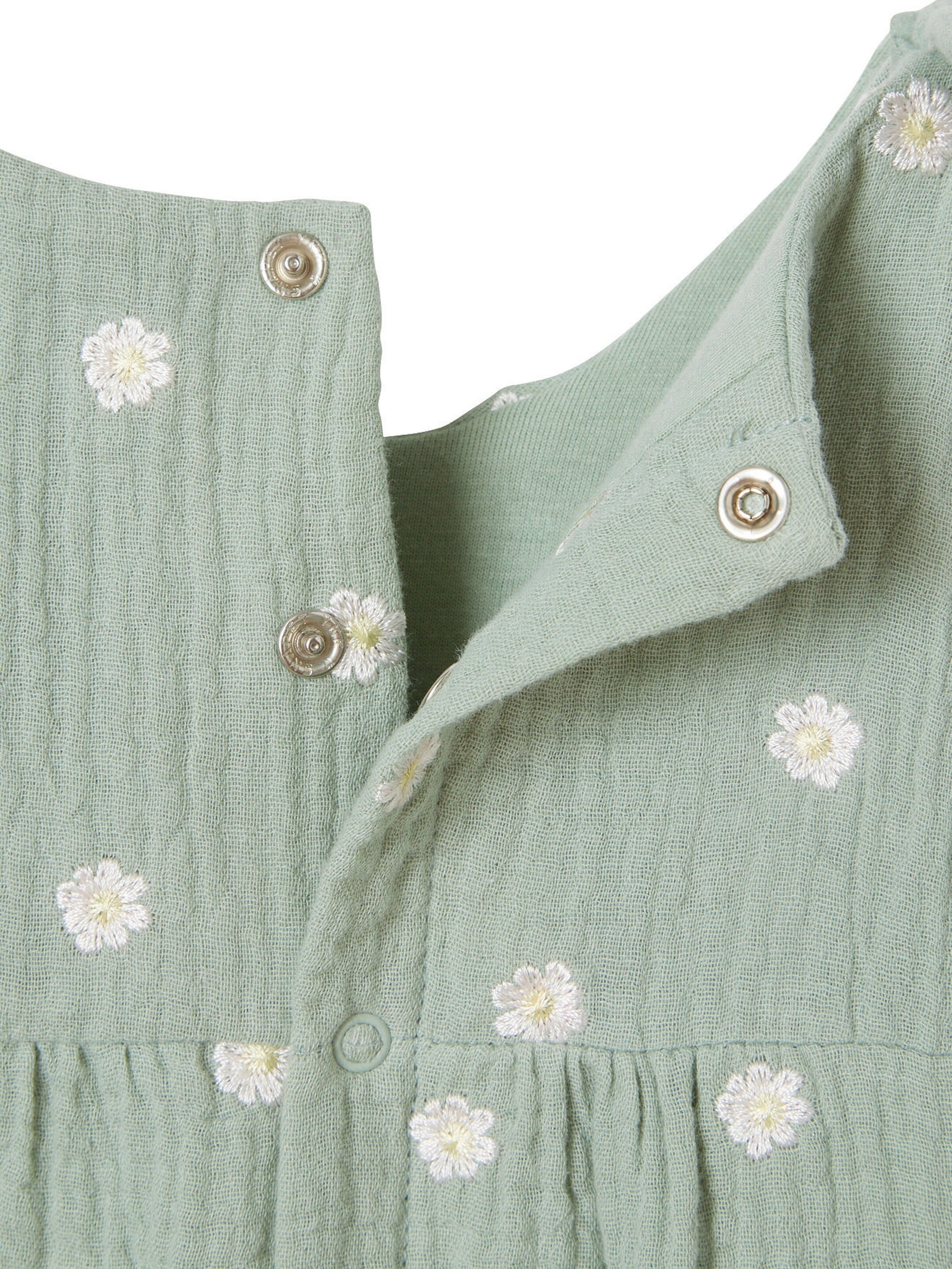 Vertbaudet Mädchen Baby Overall, bestickte Motive graugrün bedruckt