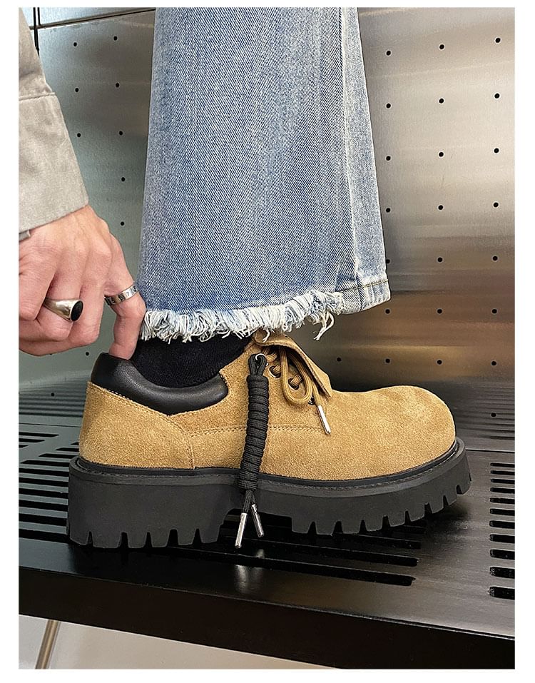 HANO - Veterschoenen met plateauzool en dikke hak