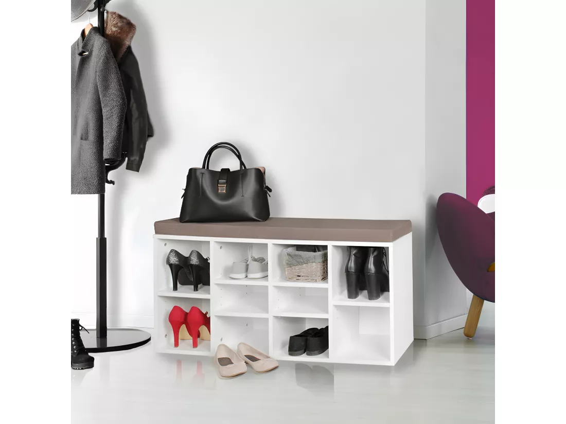 Commode de chaussures Bois 103,5x53x30cm Banque de chaussures 10 paires