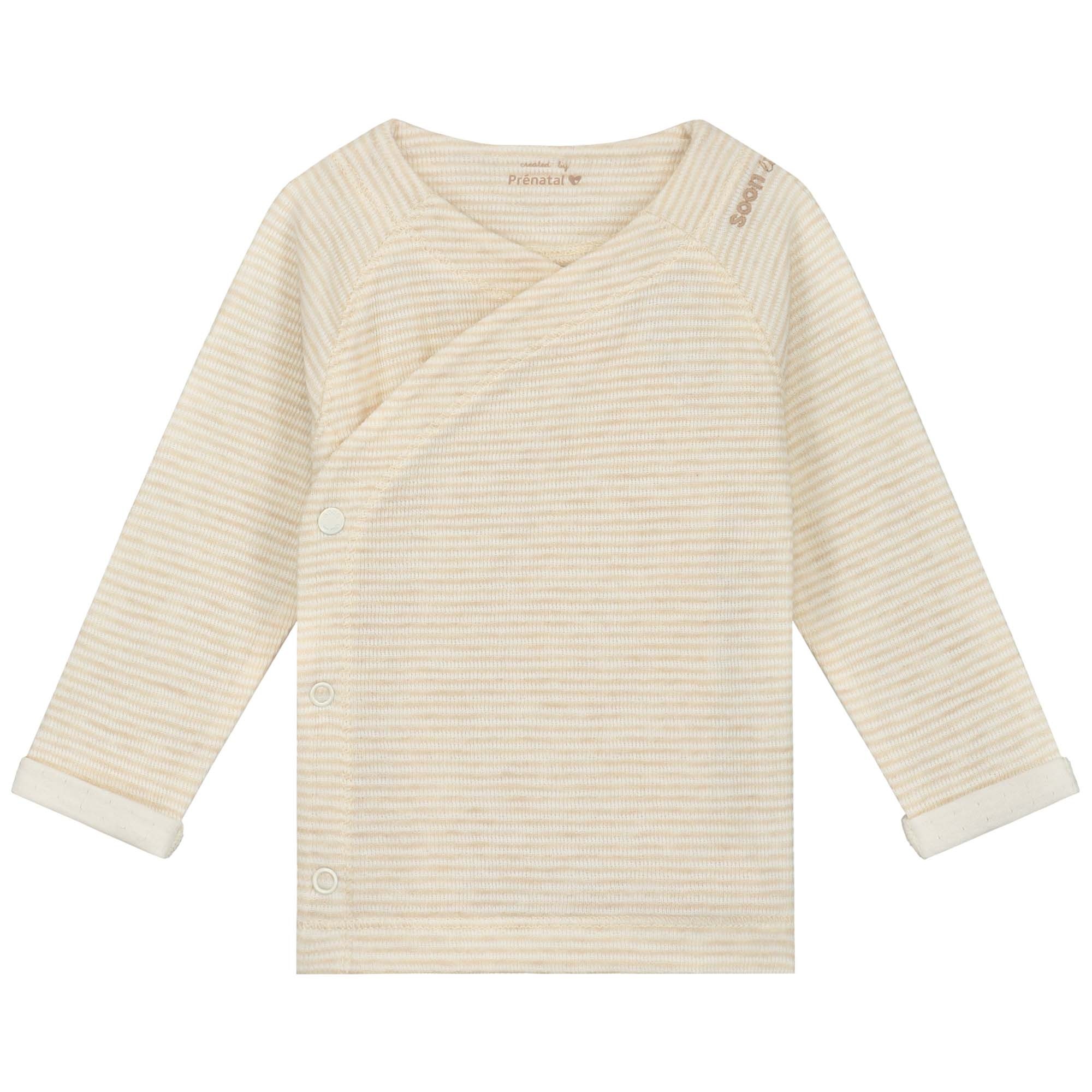 Prénatal newborn overslagshirt dubbeldoek lange mouwen effen beige