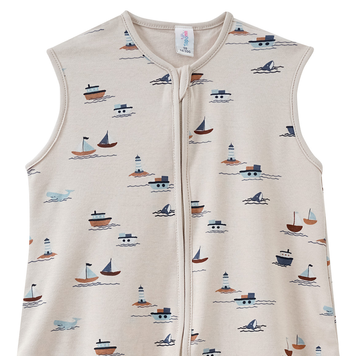 Topomini Baby Sommer-Schlafsack mit Segelbooten beige