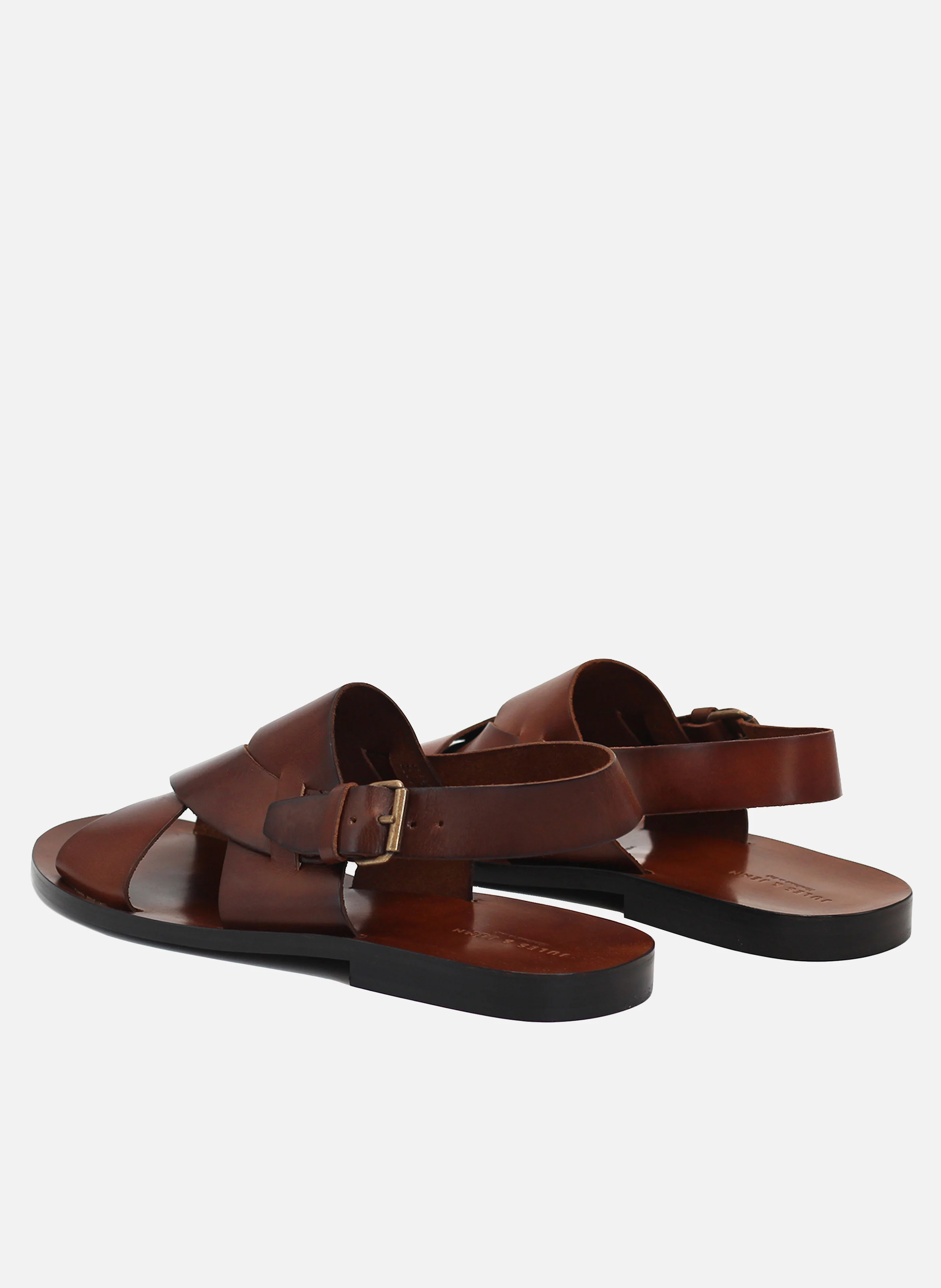 Sandales plates homme cuir lisse | Marron