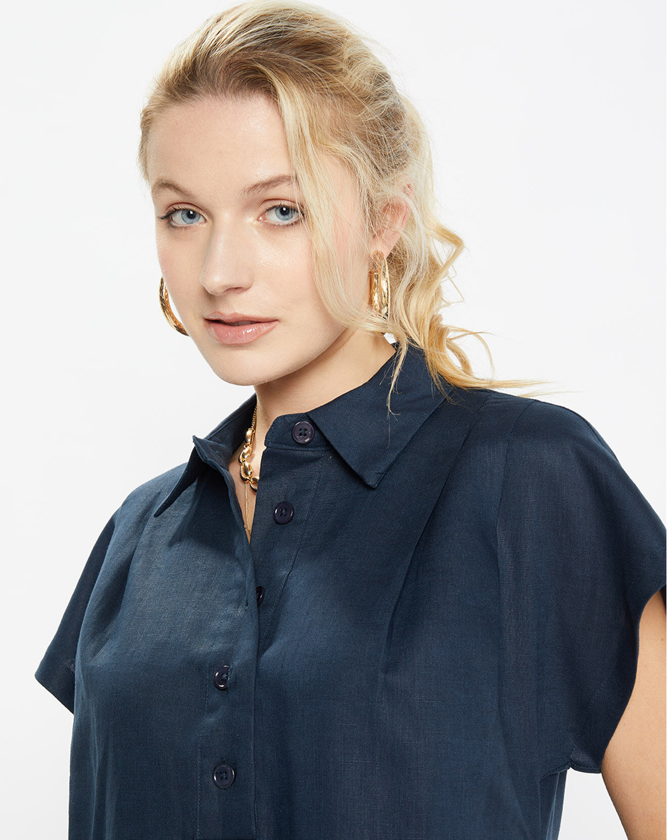 Jodhpur Robe droite Mava 100% Lin bleu nuit