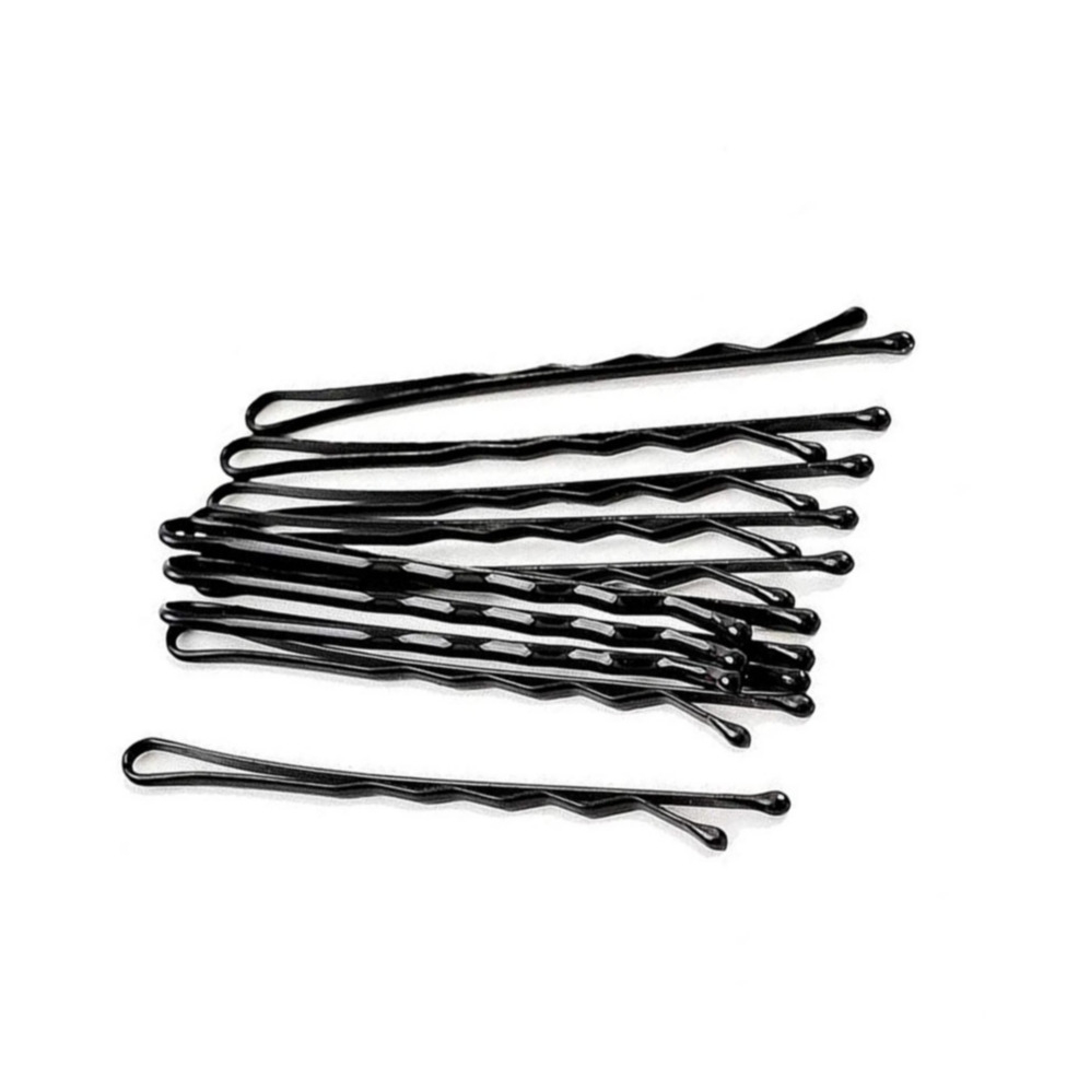 (50er Set) Metall Haarklammern Bobby Pin Haarspangen mit abgerundeter Spitze - Schwarz