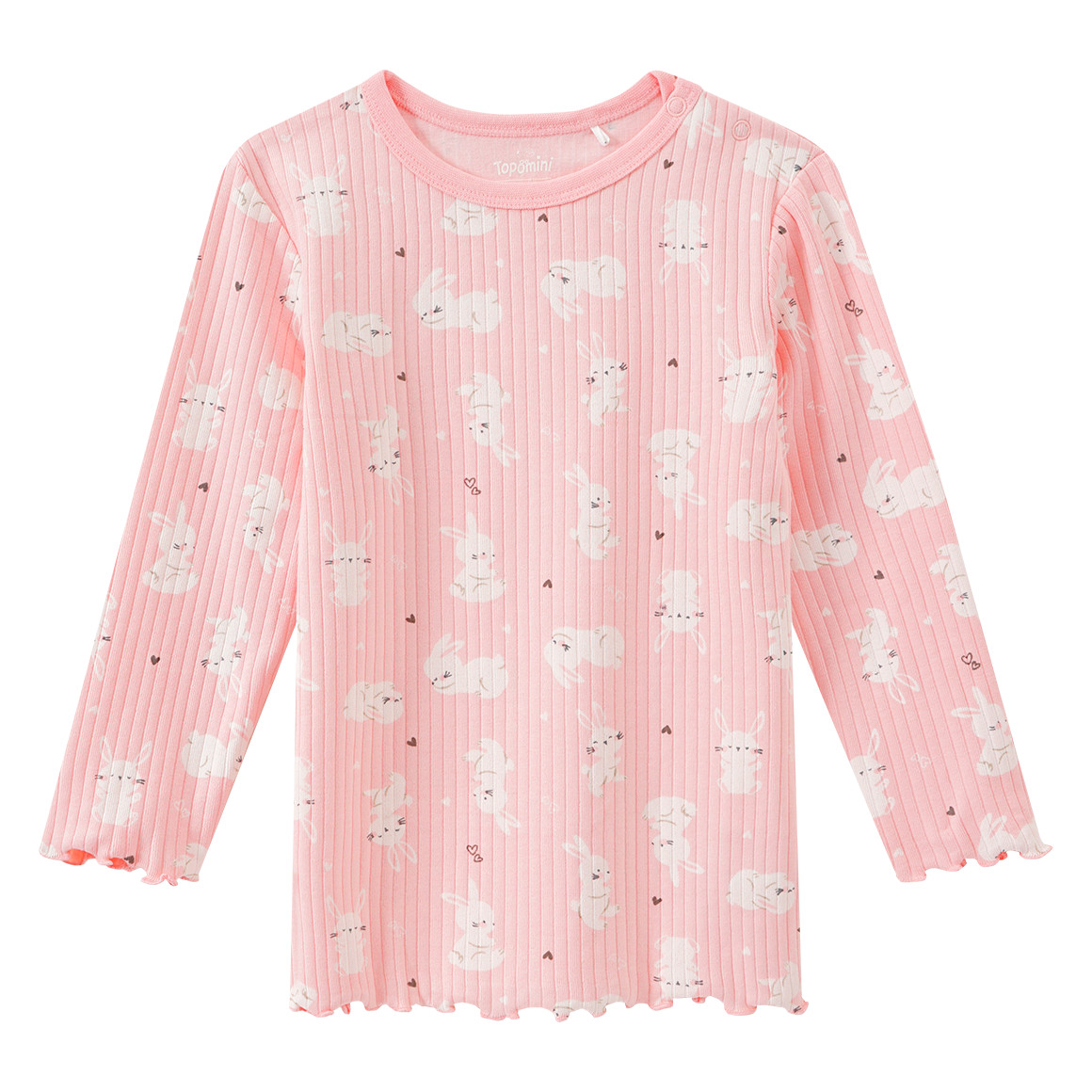 Topomini Baby Schlafanzug mit gerippter Struktur rosa / weiss