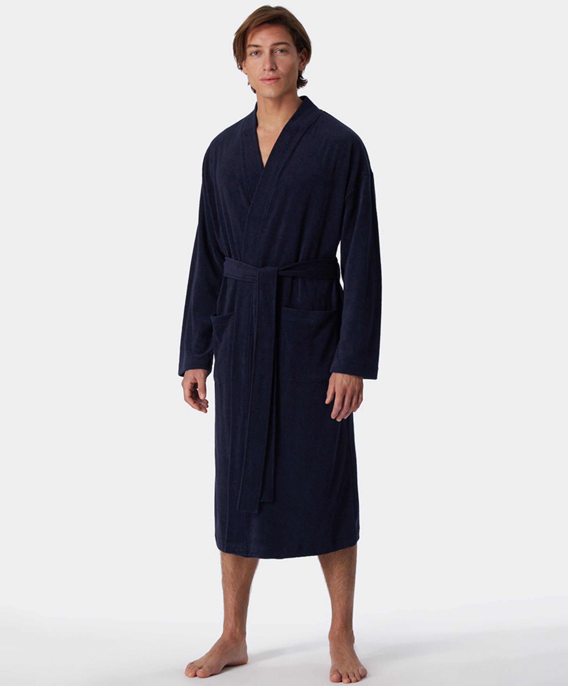 Schiesser Heren ochtendjas blauw