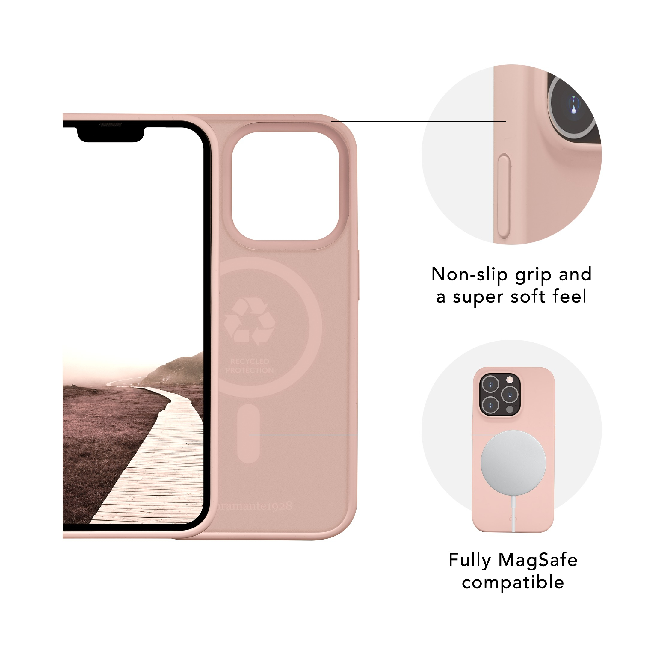 iPhone 14 MagSafe Silikon Case Hülle Monaco Recycled (MO61PISA1641) - Pink Sand