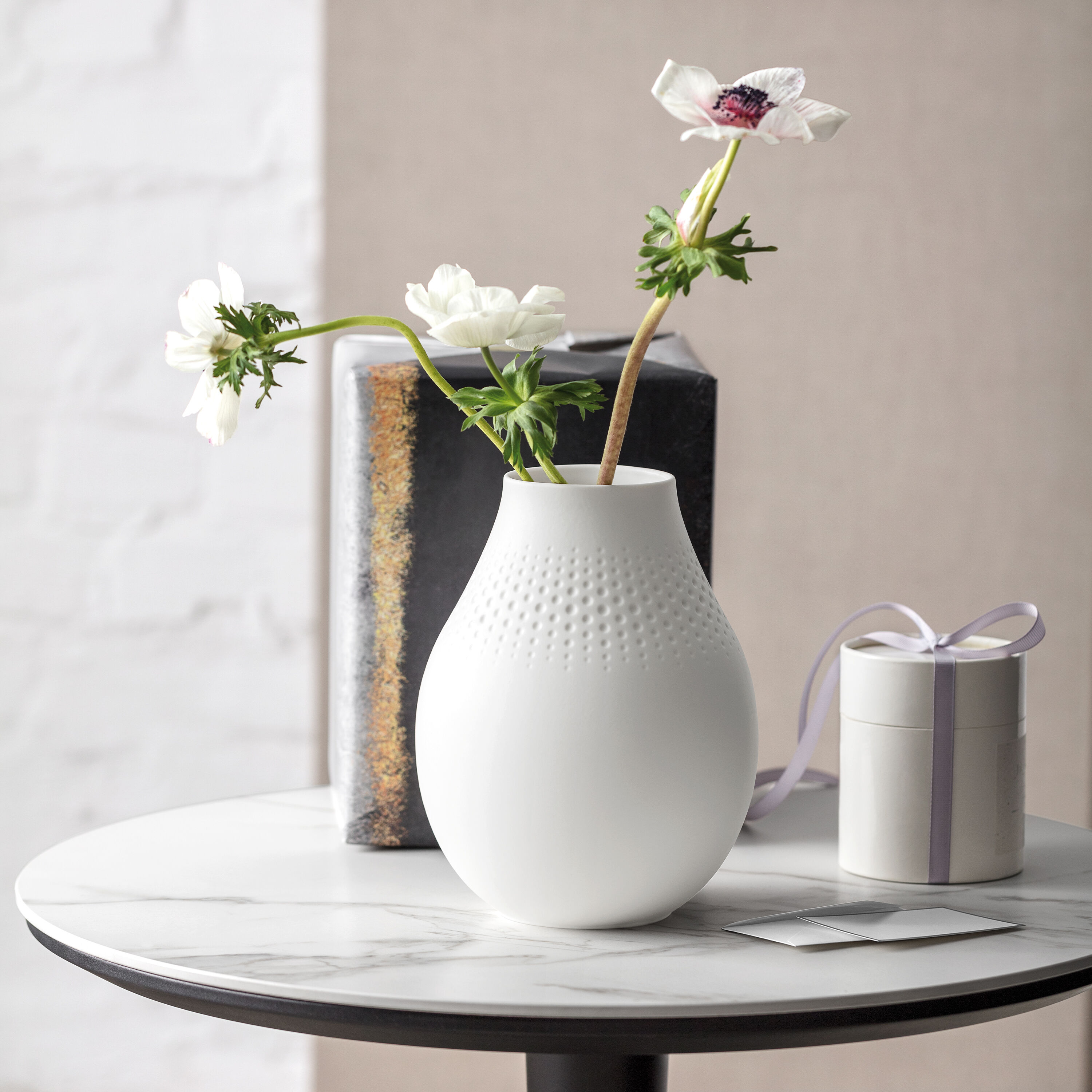Manufacture Vase White, 6.3'' x 8.1'', Premium Porcelain