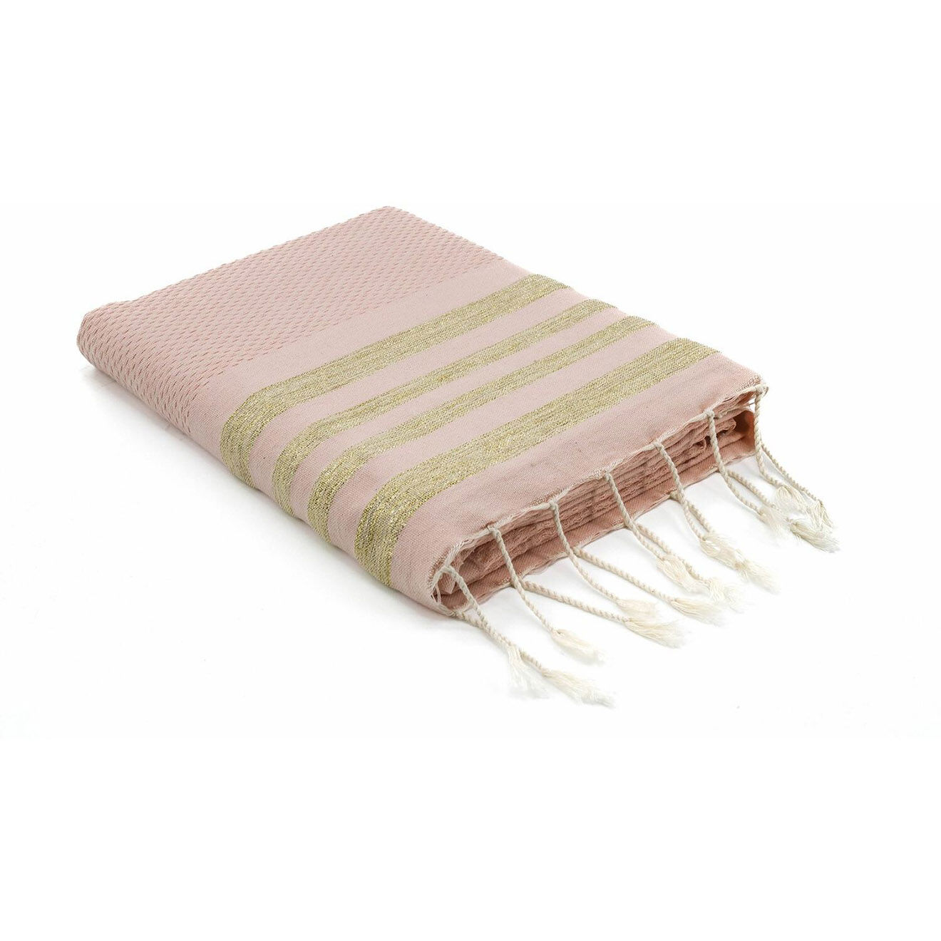 Febronie Fouta Nid d'abeille Hamptons Lurex rose - 100x200 cm