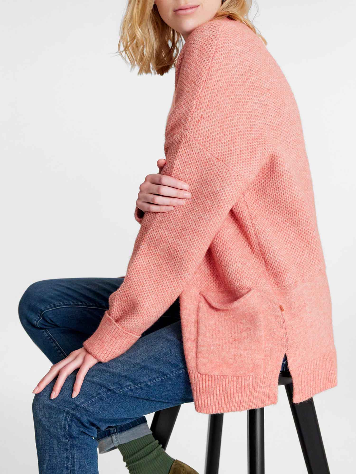 Gilet Long Femme Ouvert Rose