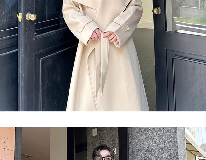 Adotuastic - Reverskraag Effen Lange Trenchcoat