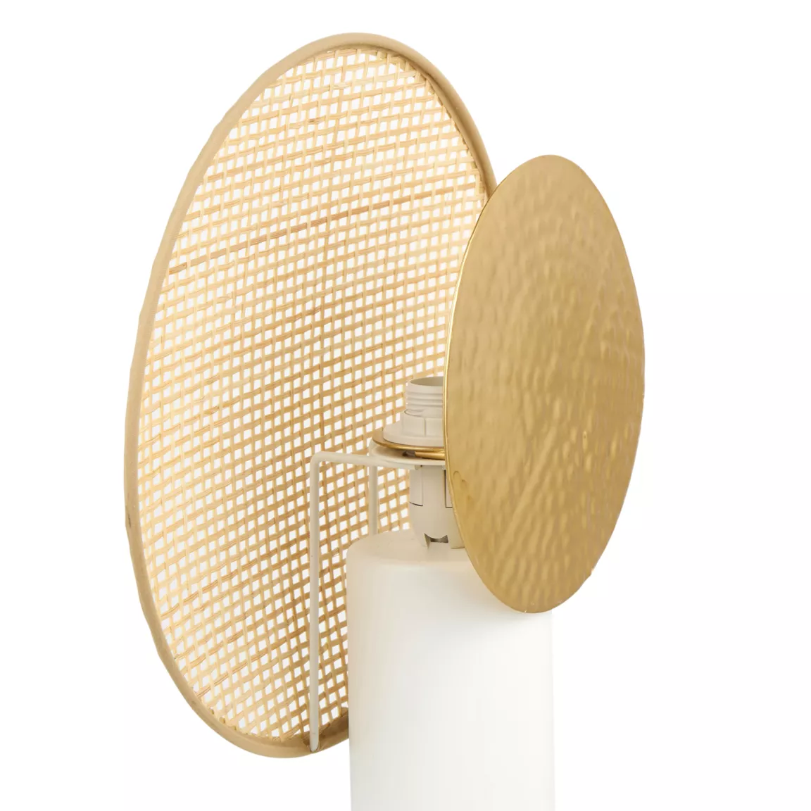 Lampe à poser métal et bambou (H32 cm) Olympe Beige et doré