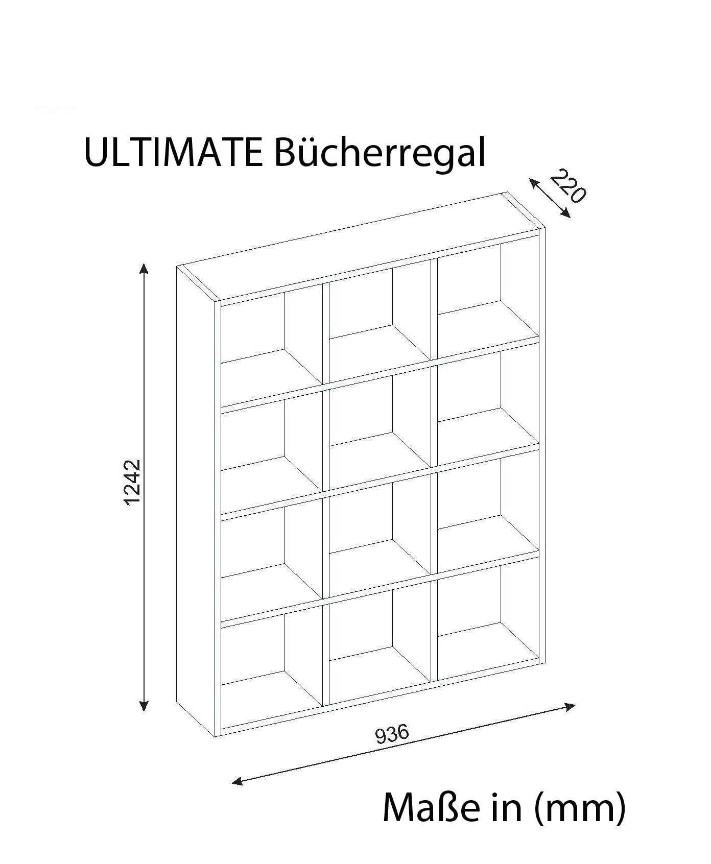 Bücherregal Ultimate Weiß Farbvariante: Apfel, Größe: XXL