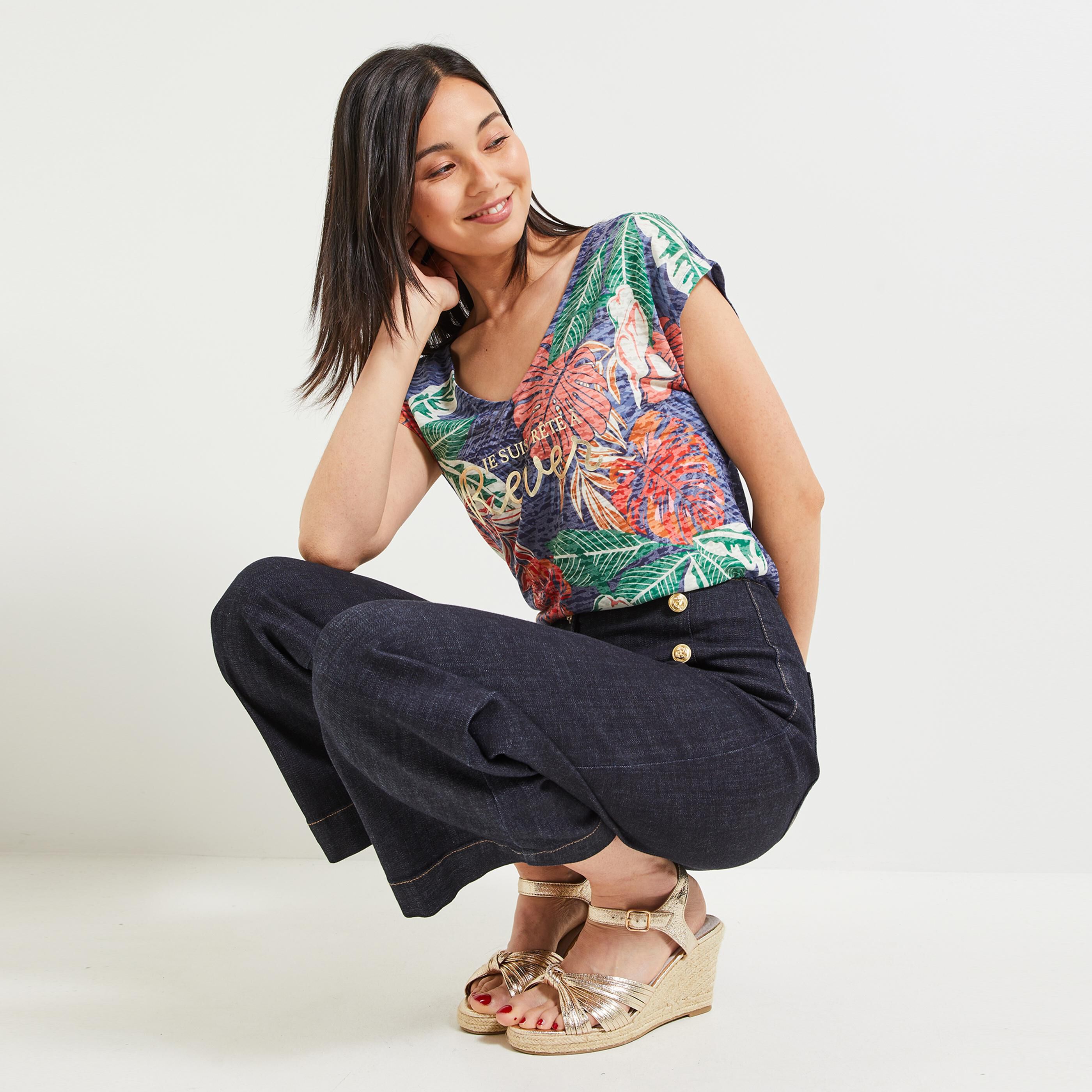 Tshirt imprimé femme - MARINE