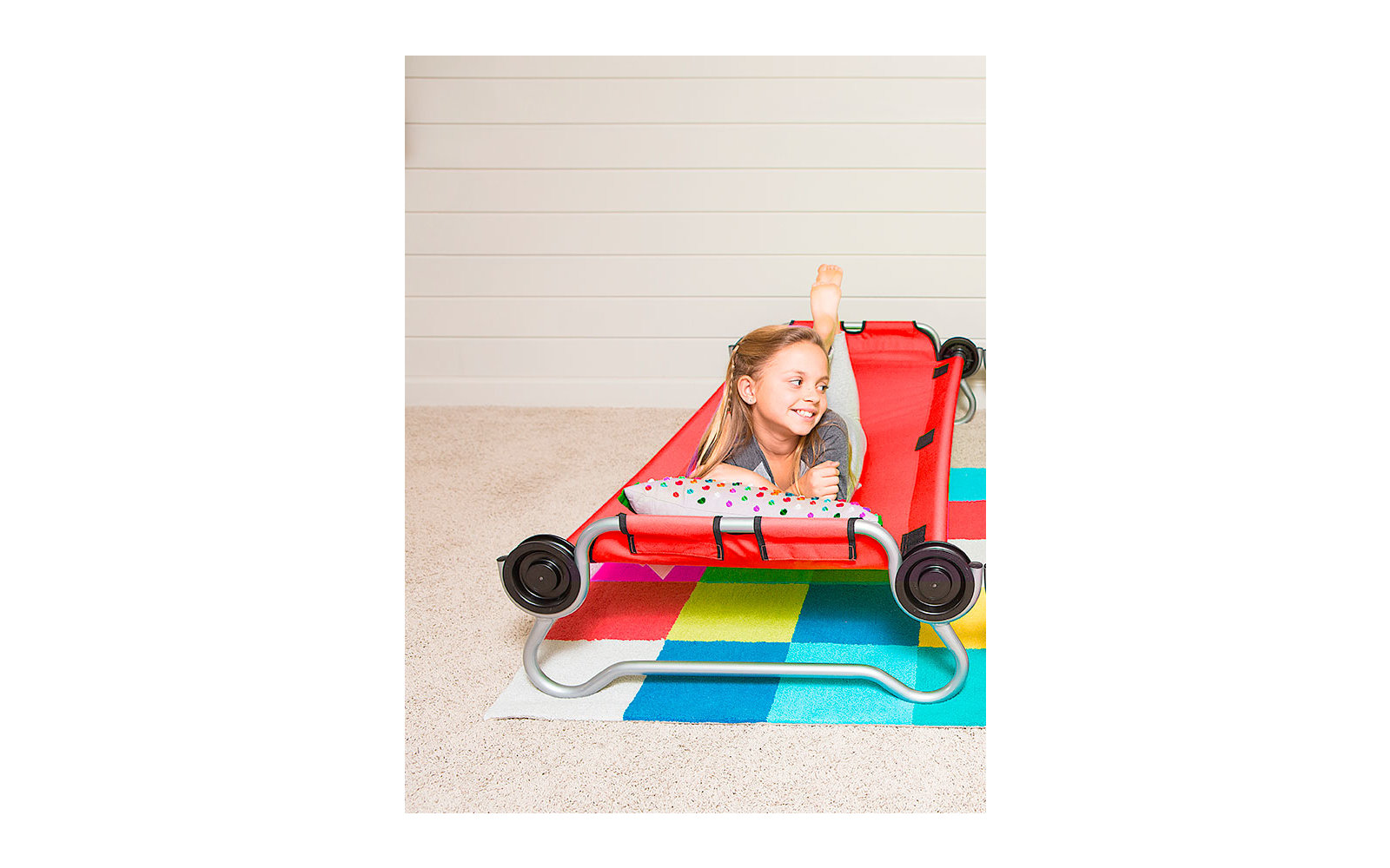 Disc-O-Bed Kid-O-Bed Einzelbett runder Rahmen ohne Seitentasche -Rot