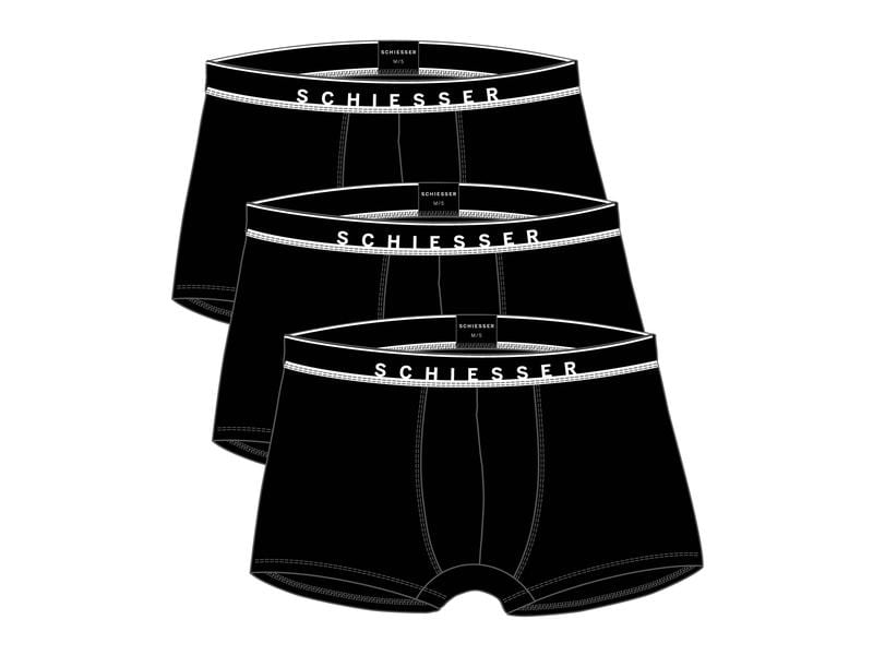SCHIESSER Unterhosen Herren 3-er Pack, Schwarz, XXL Schwarze, körpernahe Herren-Shorts