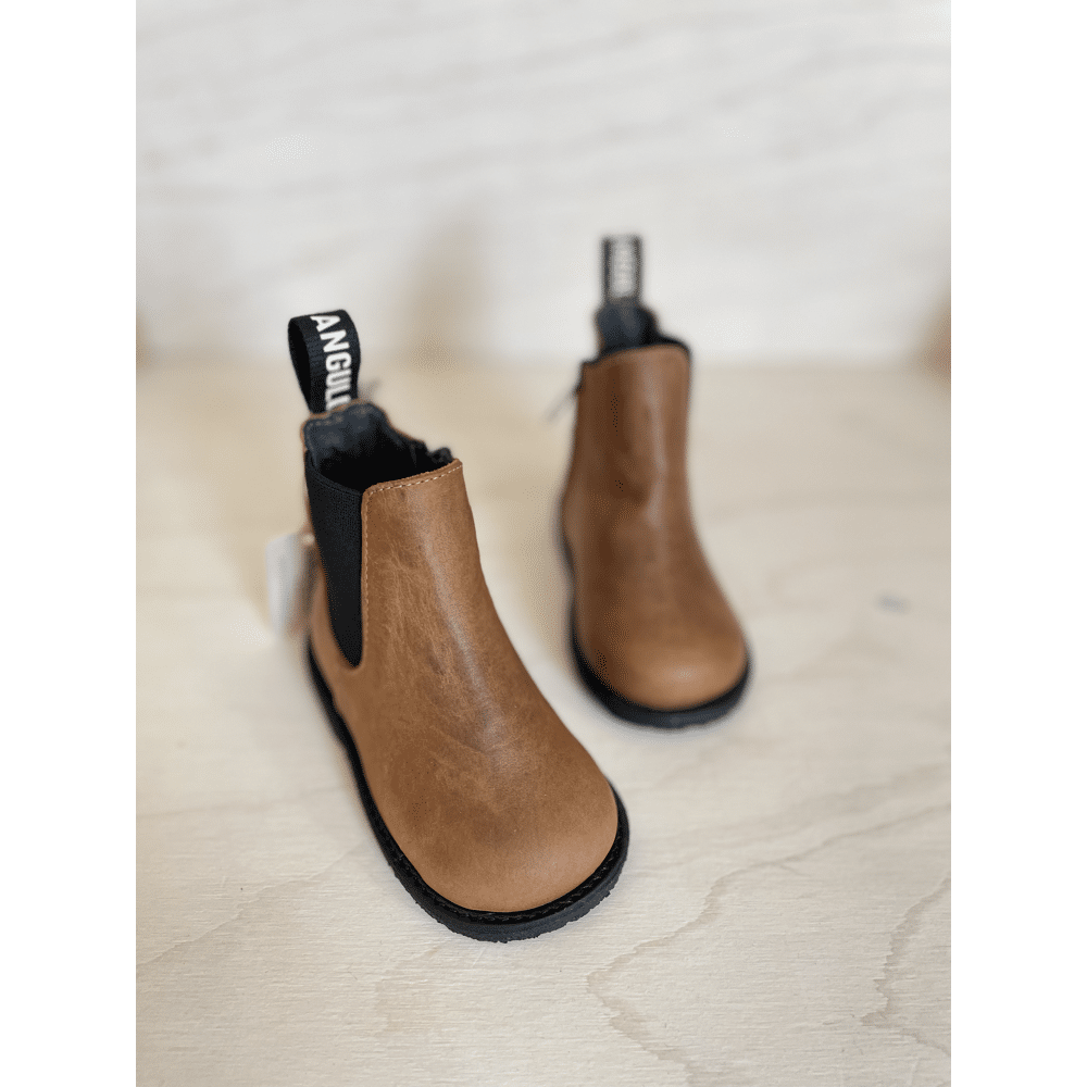 Angulus - Chelsea Boot Logotape Zipper Cognac Black - Cognac Black
