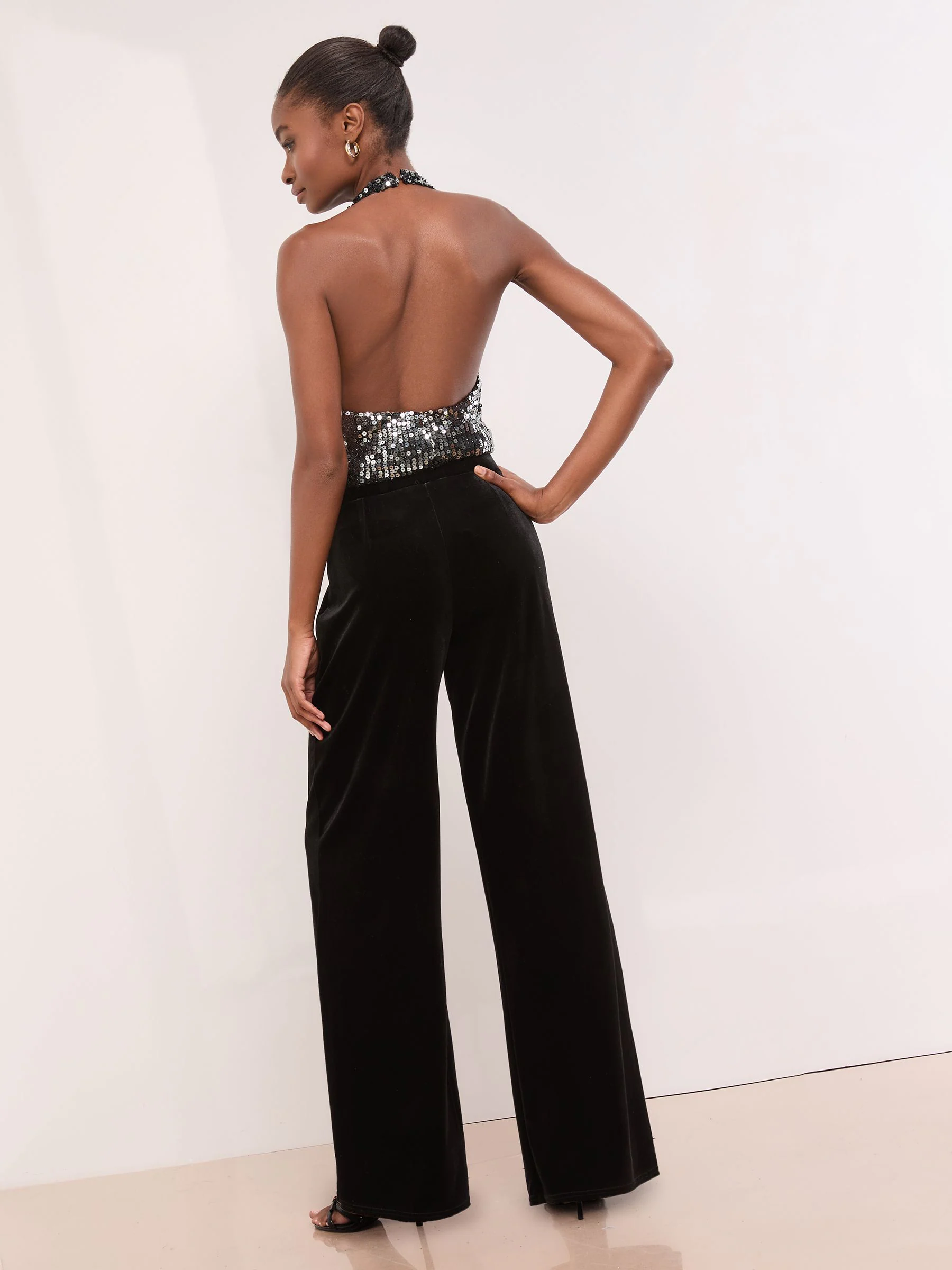 Zwart - Lipsy Velvet Wide leg Trousers