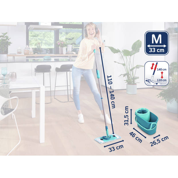 Leifheit Clean Twist M vloerwisser Ergo - dweil set compleet - 33 cm