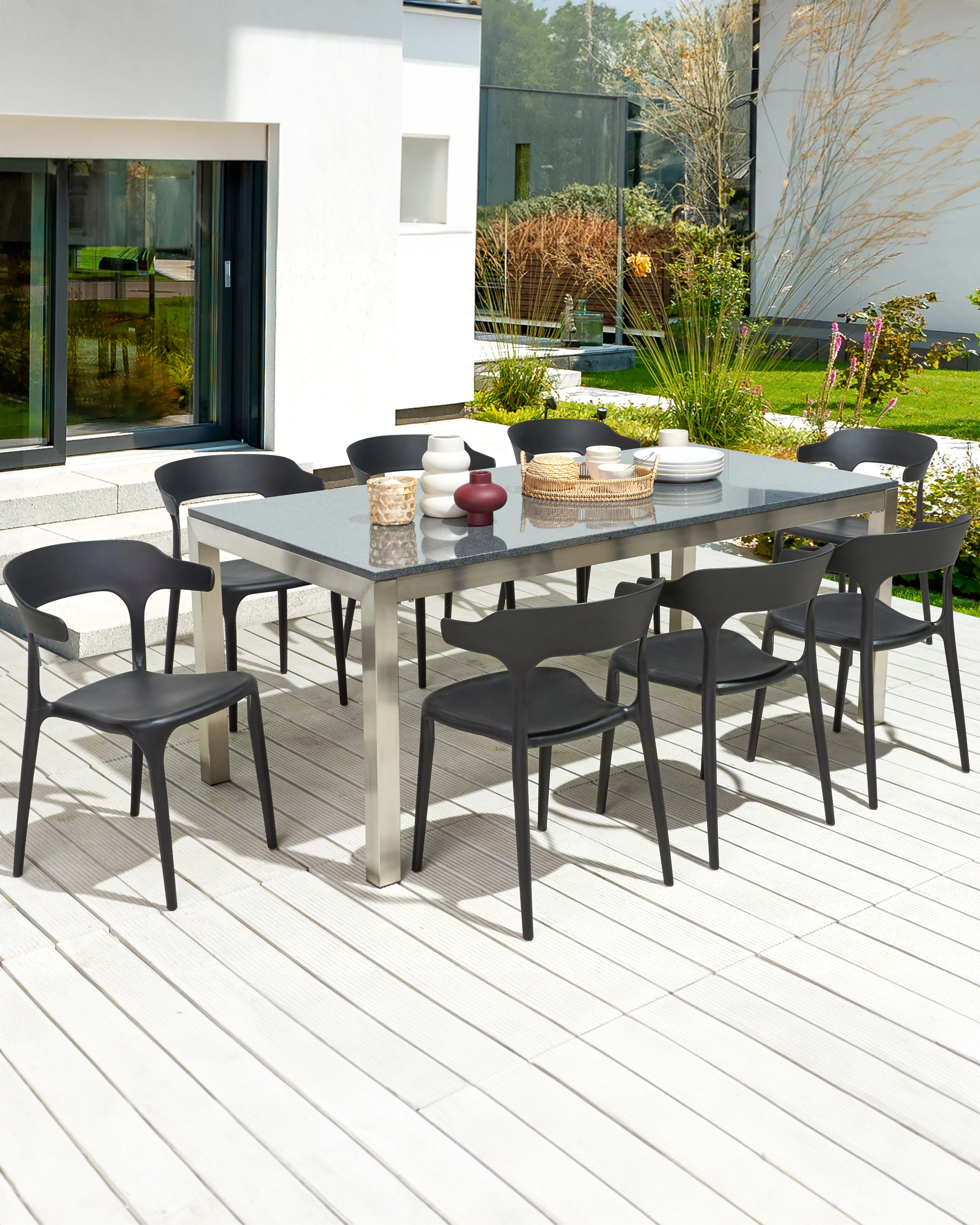 Set van 8 eetkamerstoelen GUBBIO Zwart