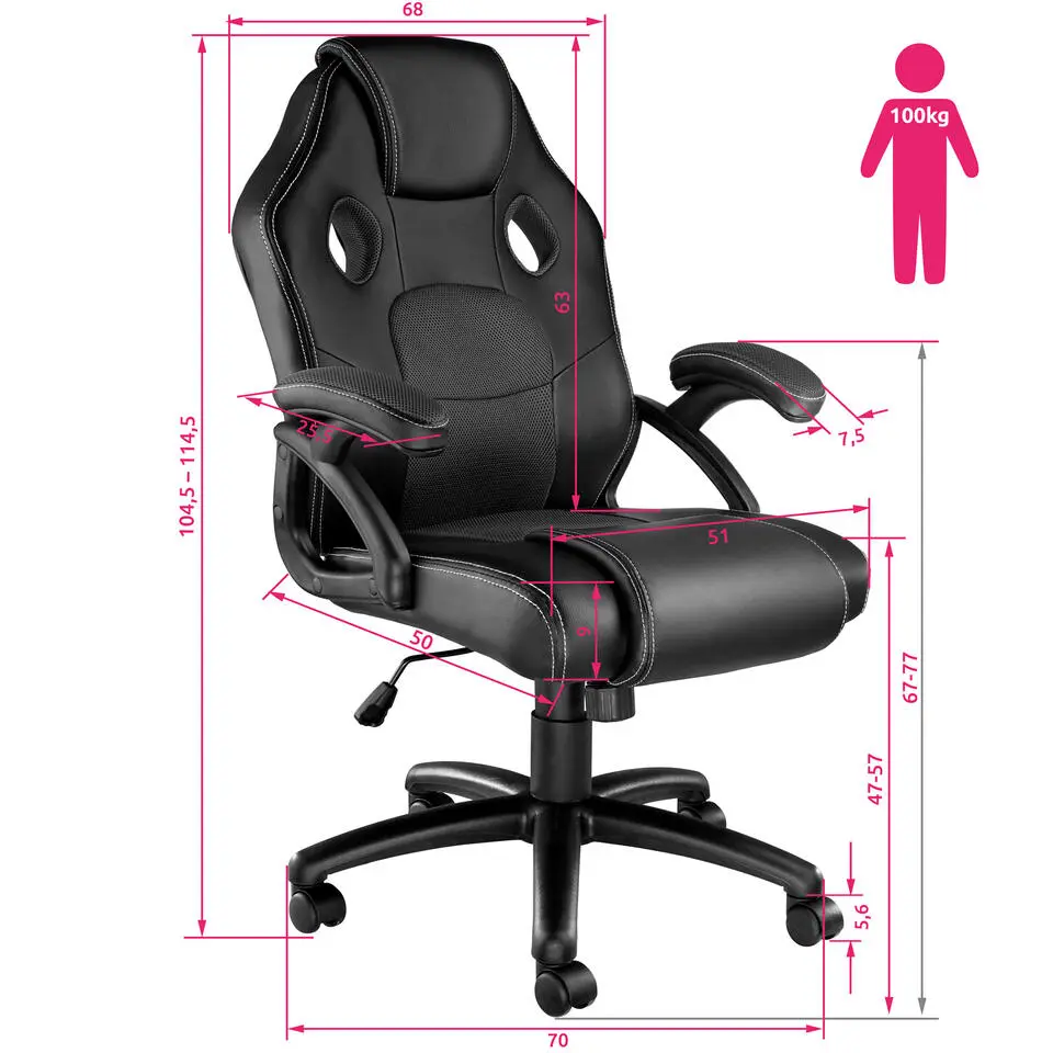 tectake Bureaustoel Mike, Zwart