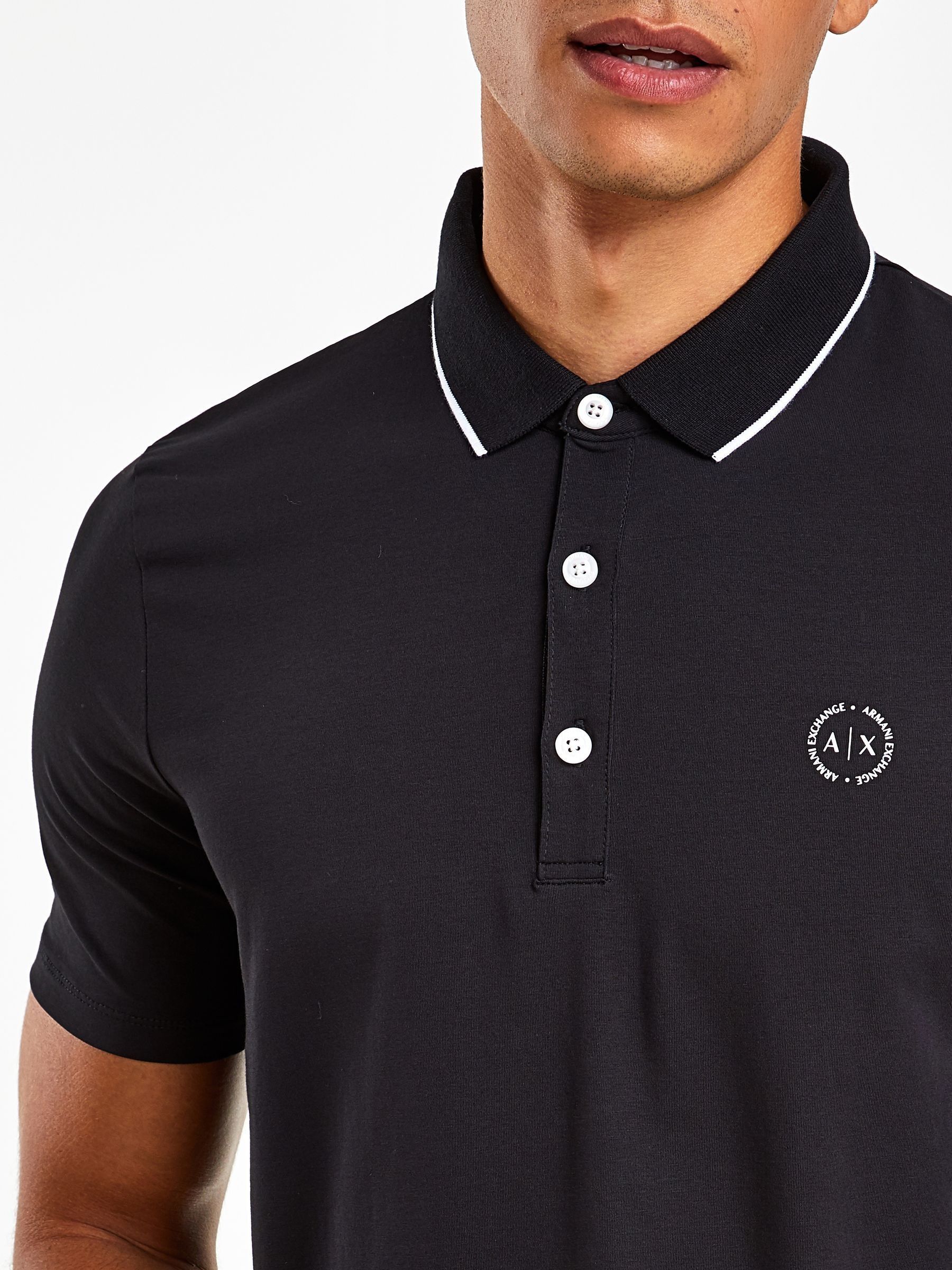 Zwart - Armani Exchange polo met randcontrast