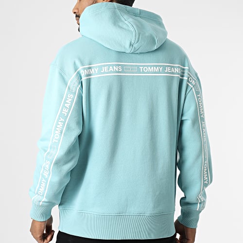 Sweat Capuche Col Zippé Tommy Tape 2934 Turquoise