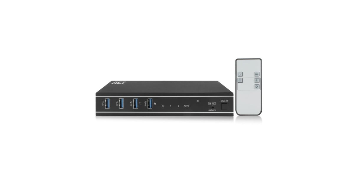 ACT Connectivity2-Poorts HDMI 4K@60Hz KVM switch, USB 3.2 Gen1 (USB 3.0) kvm-switch  (Zwart)