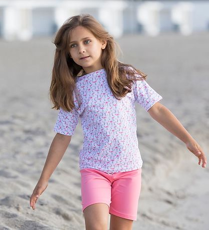 Petit Crabe Badetop - Luna - UV50+ - Elfenbein m. Flamingo