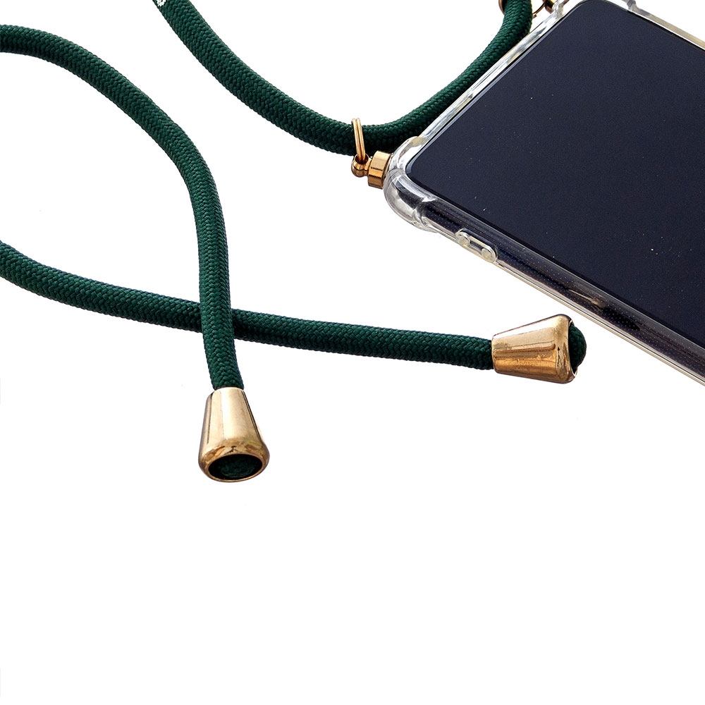 Huawei P30 Necklace Gummi Hülle Air Cushion Fallschutz   Handykette (150cm) - Grün / Gold