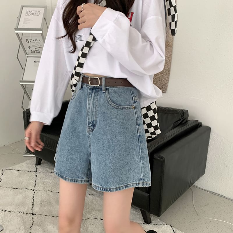Moon City - Wijde denim shorts