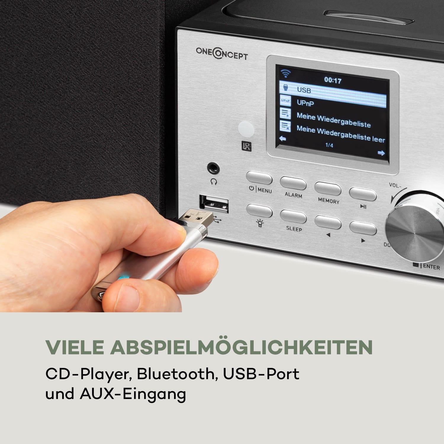 Streamo Stereoanlage mit Internetradio WLAN DAB+ UKW CD-Player BT silber Silber