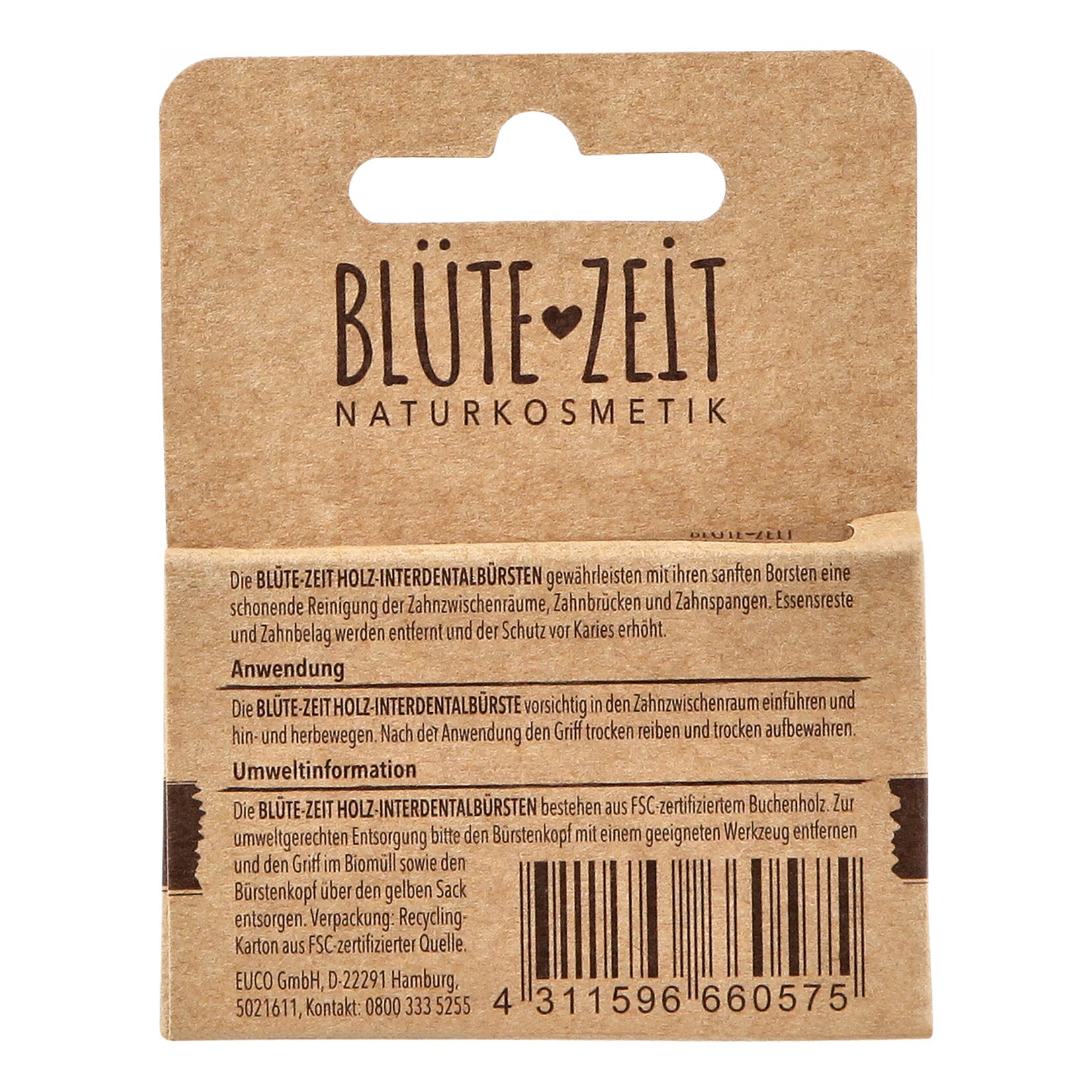 BLÜTE-ZEIT Interdentalbürste aus Holz 6 Stück, 20er Pack