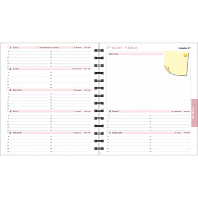 Exacompta Sophie Adde Lady - Agenda 15 x 17 cm - 2025 - semainier - reliure à anneaux métalliques - 18S - 150 x 170 mm - blanc - oiseaux - carton