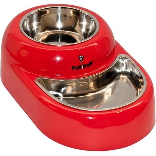 Comedouro/Bebedouro Petipop para Cães em Melamina Vermelha