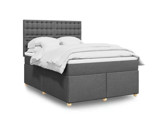 Sommier à lattes de lit avec matelas Gris foncé 160x200cm Tissu
