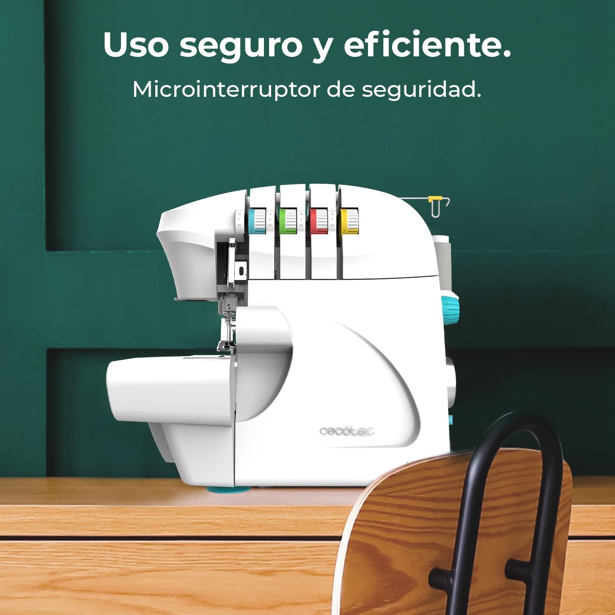 Cecotec Machine à Coudre Bellecouture Overlock, Vitesse 1100 tr/min, Pression du Pied-De-Biche Réglable, Entraînement Différentiel, Fonctions de Point