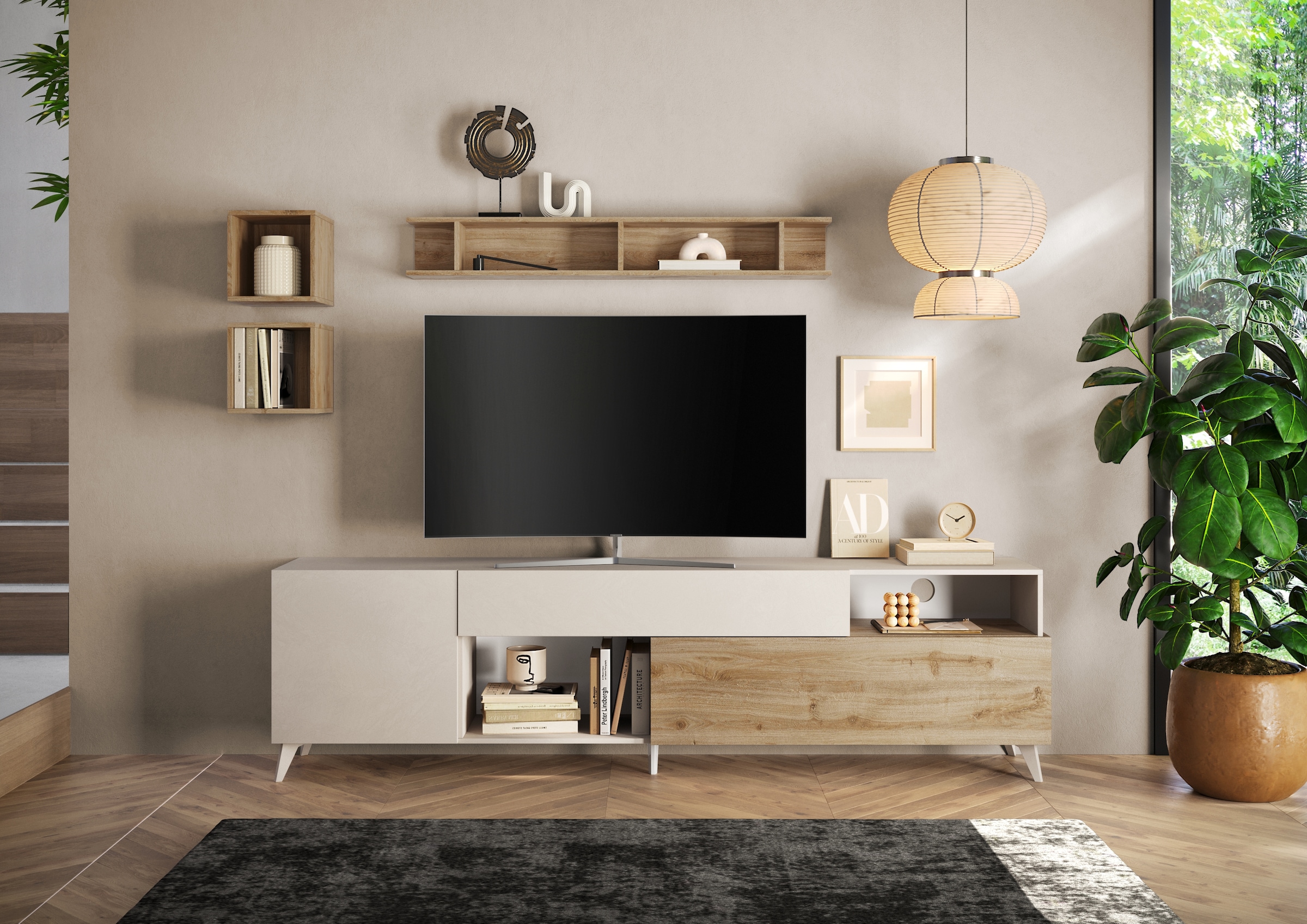 INOSIGN Lowboard »Monaco in Breite 241 cm, TV-Schrank mit Tür, Klappe und Schubkasten« Mediaboard – sanft schliessend, edel, mit Kabelkanal, spürbar geräumig