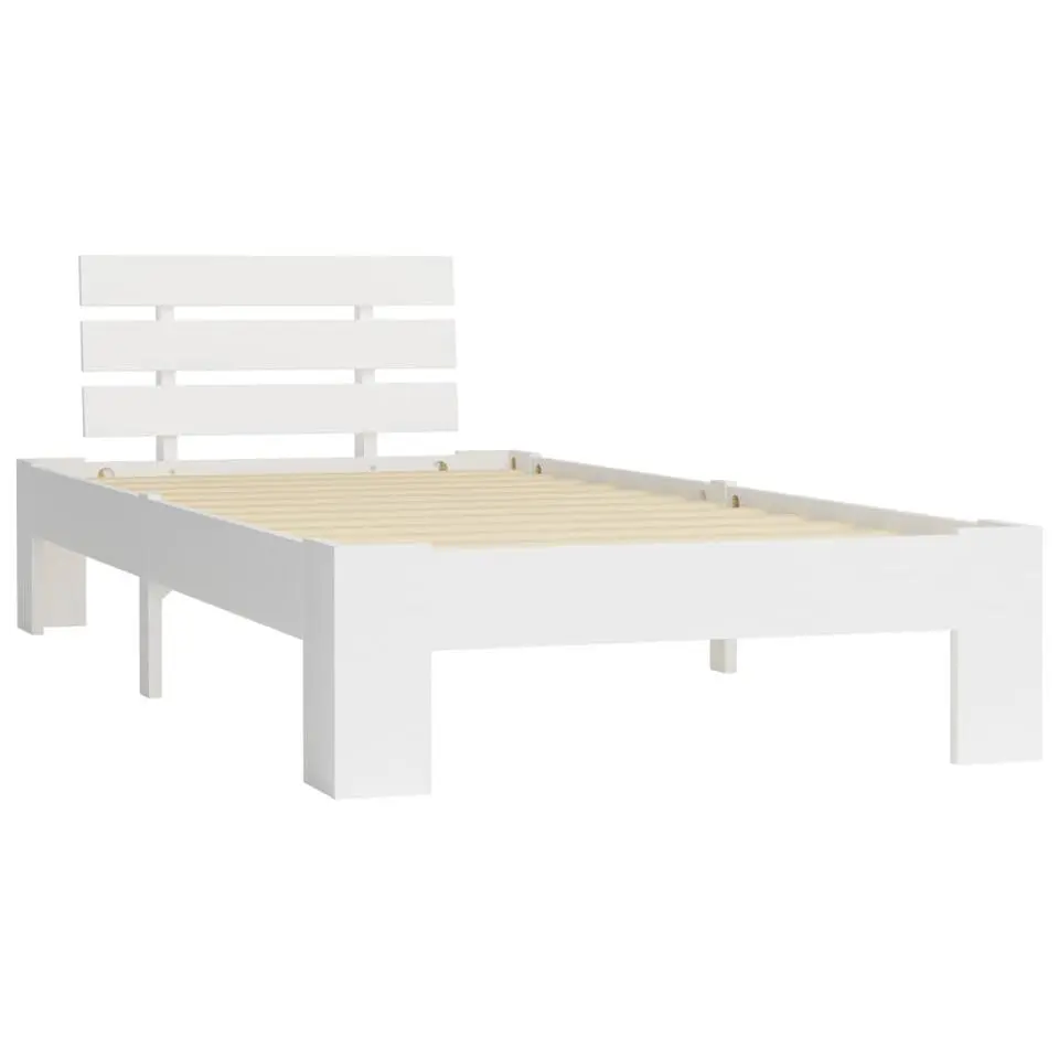 vidaXL - Bed frame met hoofdbord - Wit - Massief grenenhout - 90x200 cm