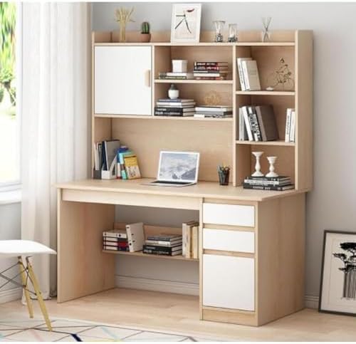 Computertisch aus Holz mit Schubladen und Ablagen，Moderner Weißer Schreibtisch mit Aufsatz Schreibtisch für Zuhause und Büro, mit Ablagefach Großer Home-Office-Schreibtis(Size:120x45x165cm,Color:Weiß)