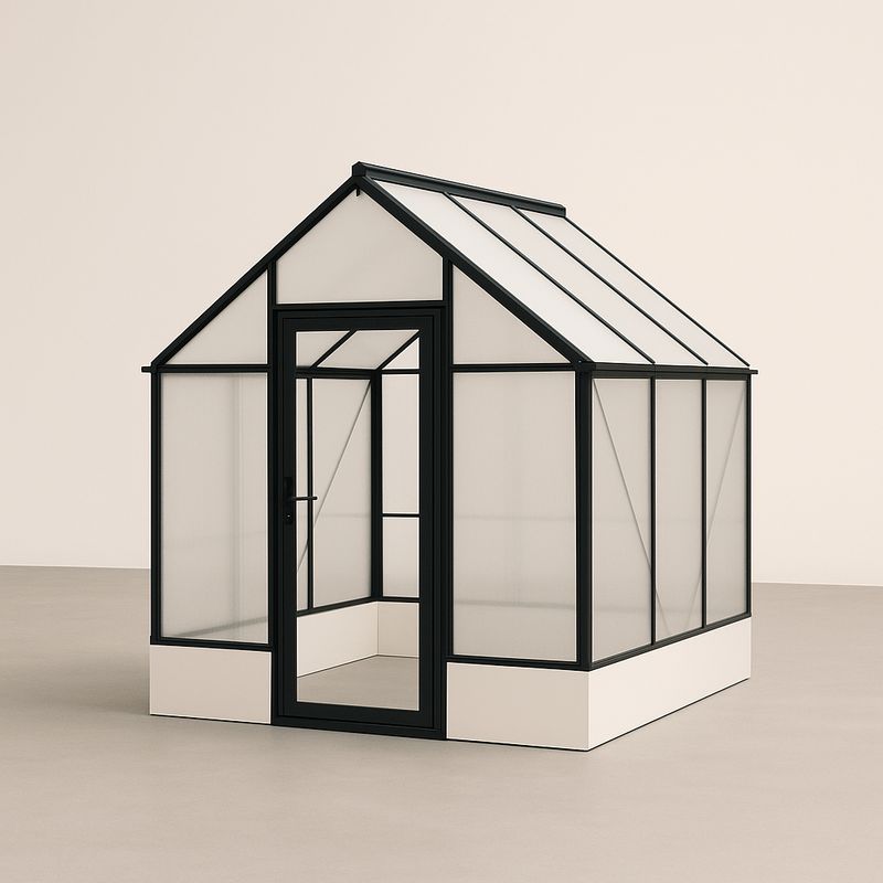 Gewächshaus Aluminium Polycarbonat Schwarz 200x200x215 cm