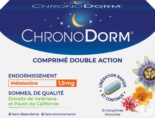 ChronoDorm Mélatonine 1,9 mg Double Action 15 Comprimés