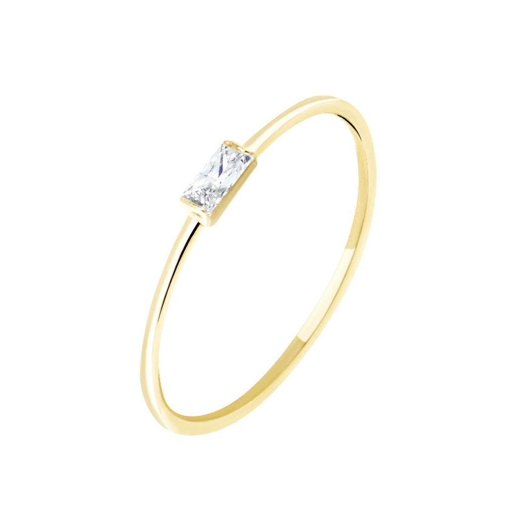 Bague Solitaire Or Jaune Promesse Oxyde De Zirconium
