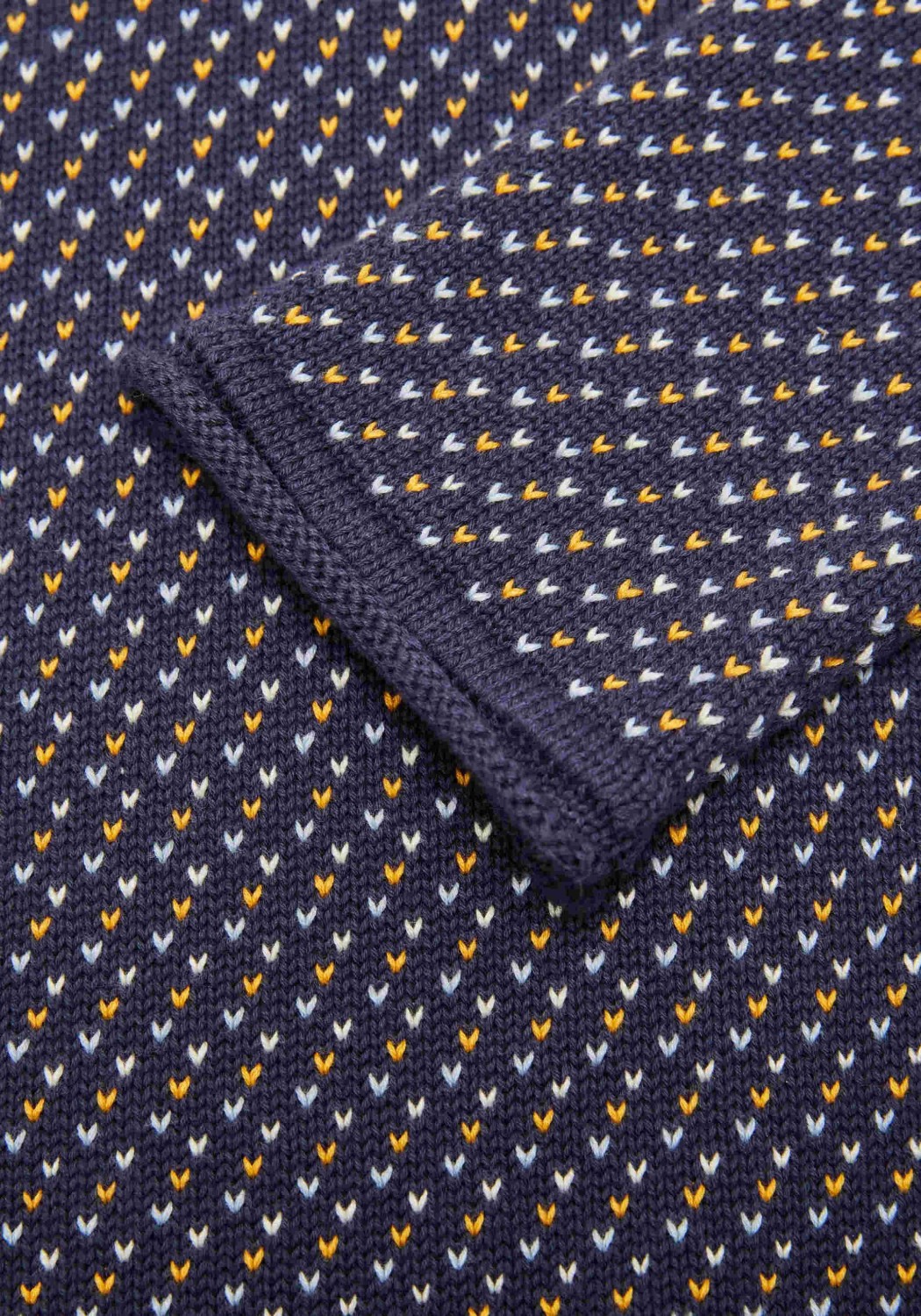 Knowledge Cotton Apparel Strickpullover Valley Jacquard Crew Neck Total Eclipse
