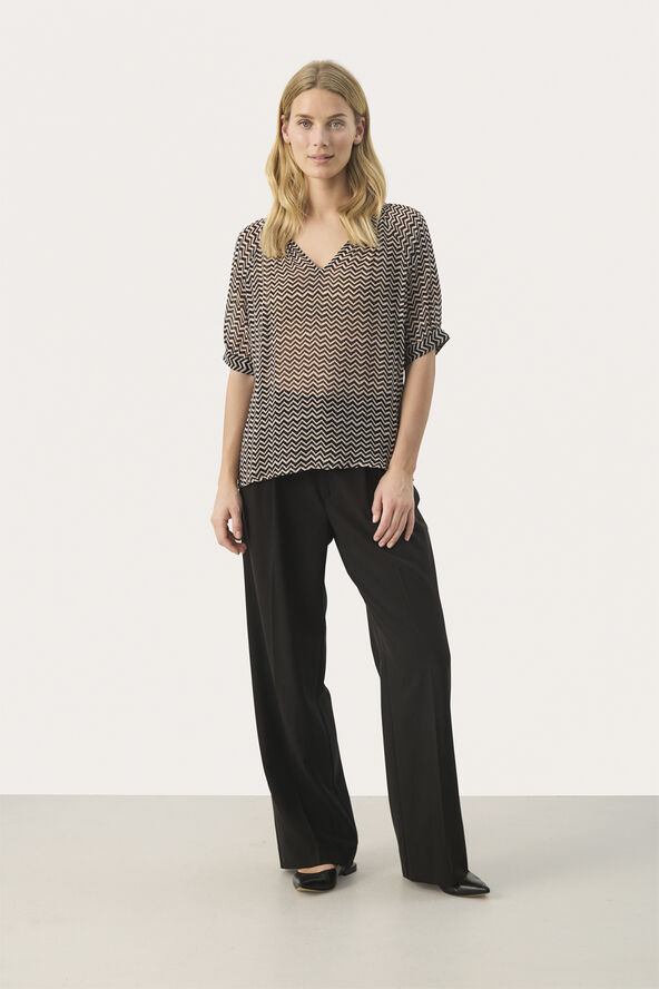 Part Two PopsyPW BL Small black zig zag print