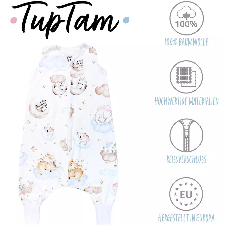TupTam Baby Sommer Schlafsack mit Beinen ohne Ärmeln weißbeige