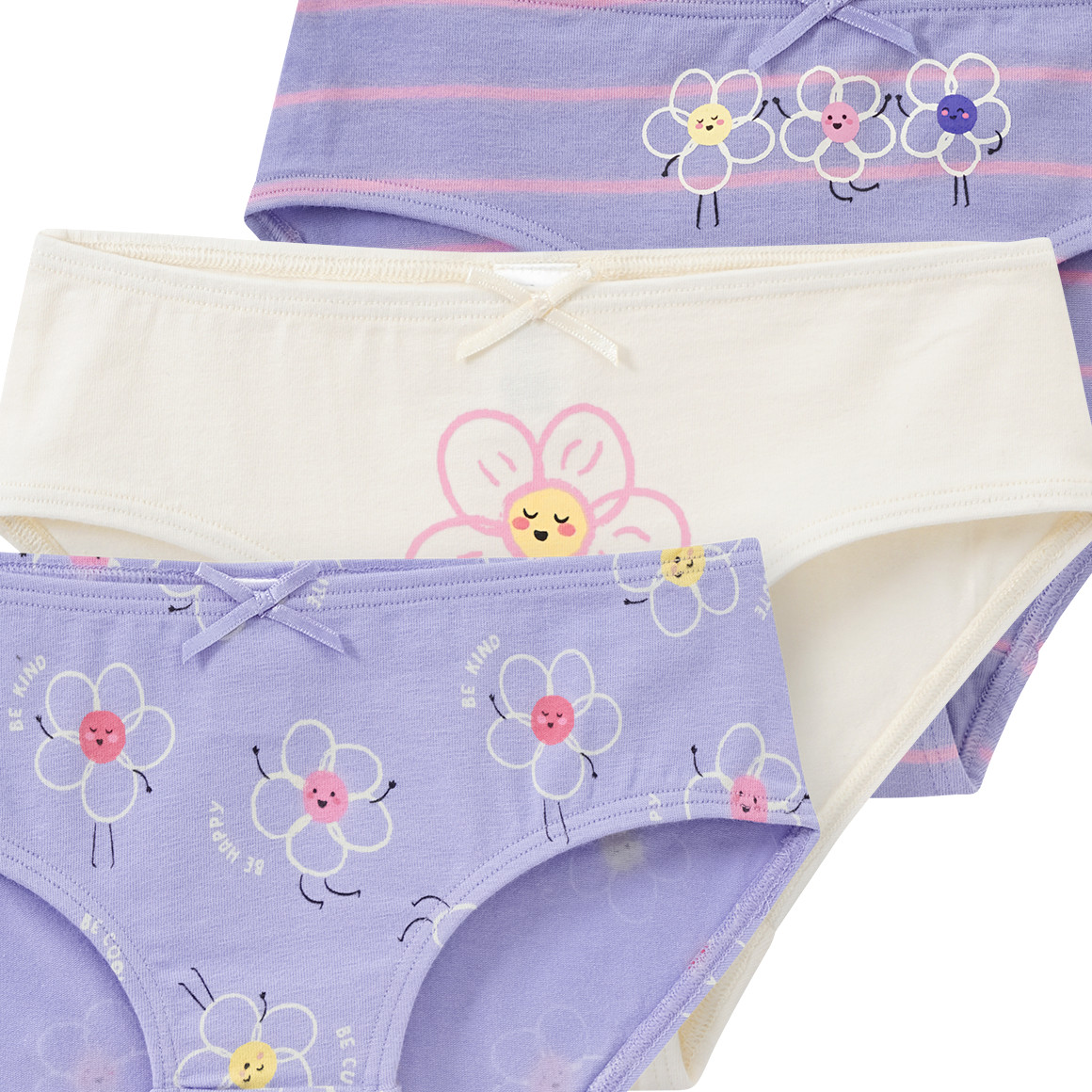 Topolino 3 Mädchen Slips mit Blümchen-Print helllila / creme