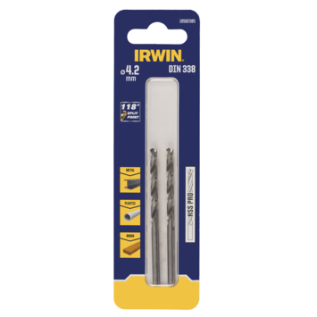 Irwin metaalboor HSS PRO 4,2 mm 2 stuks