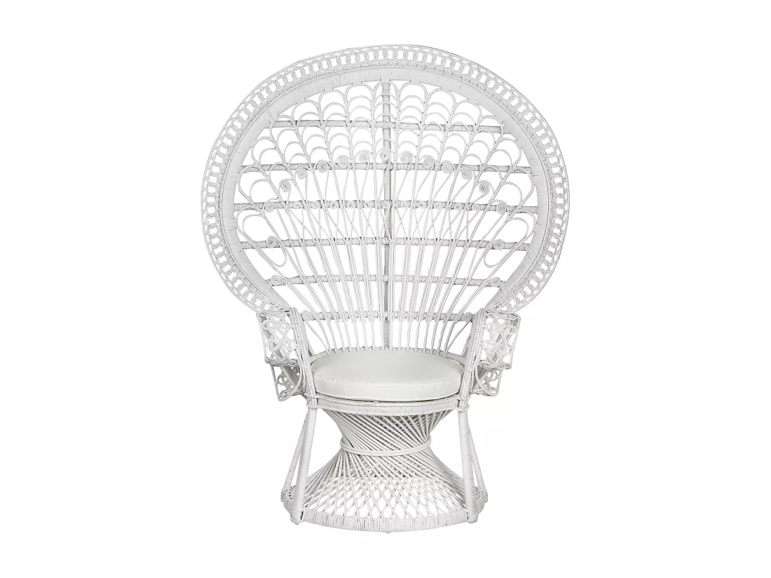 Chaise paon EMMANUELLE Rotin Blanc